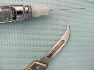 Some of the sharp instruments used in dentistry